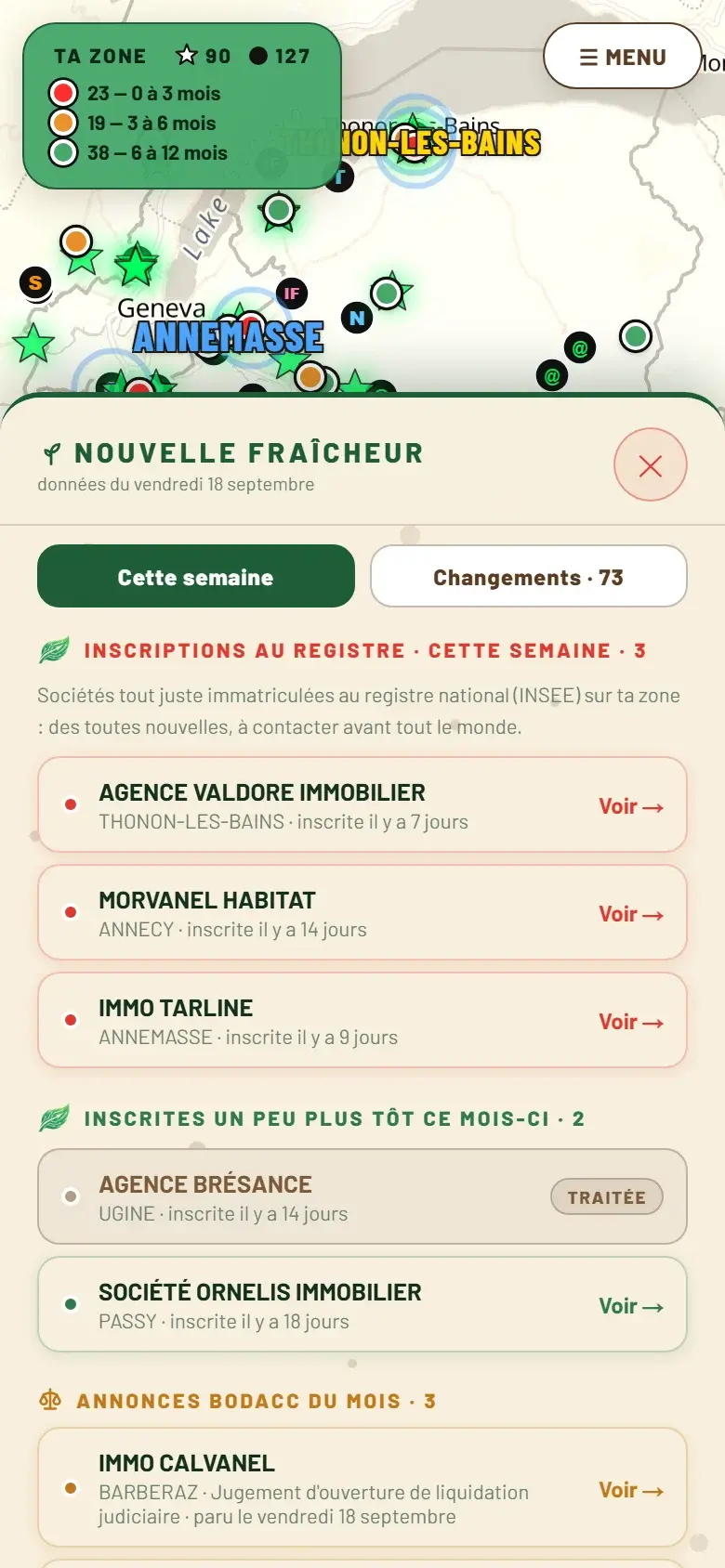 Le fil des nouveautés : inscriptions au registre, annonces BODACC